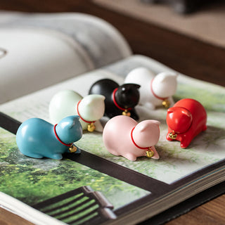 Buddha Gift Mini Cute Standing Lying Cat Tea Pet Ceramic Home Desk Figurine Decoration