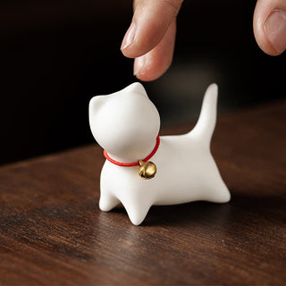 Buddha Gift Mini Cute Standing Lying Cat Tea Pet Ceramic Home Desk Figurine Decoration