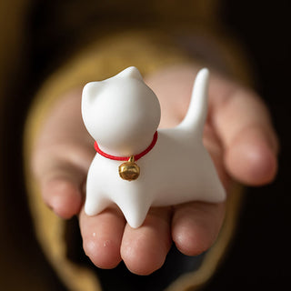 Buddha Gift Mini Cute Standing Lying Cat Tea Pet Ceramic Home Desk Figurine Decoration