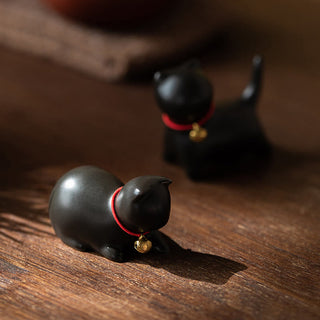 Buddha Gift Mini Cute Standing Lying Cat Tea Pet Ceramic Home Desk Figurine Decoration