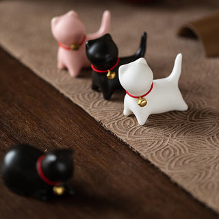 Buddha Gift Mini Cute Standing Lying Cat Tea Pet Ceramic Home Desk Figurine Decoration
