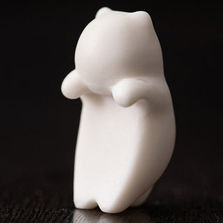 Buddha Gift Mini Hanging White Cat Tea Pet Ceramic Home Desk Figurine Decoration