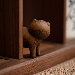 Buddha Gift Mini Standing Cat Feng Shui Frog Toad Tea Pet Ceramic Home Desk Figurine Decoration