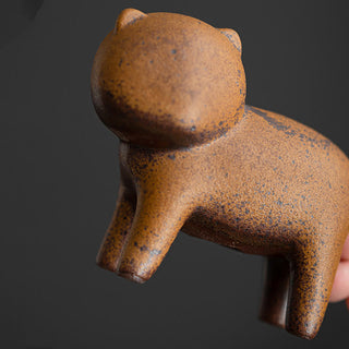 Buddha Gift Mini Standing Cat Feng Shui Frog Toad Tea Pet Ceramic Home Desk Figurine Decoration