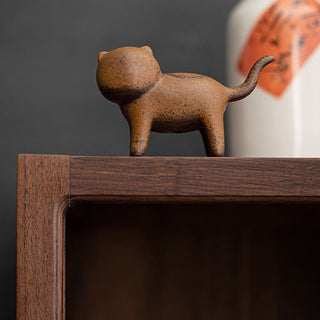 Buddha Gift Mini Standing Cat Feng Shui Frog Toad Tea Pet Ceramic Home Desk Figurine Decoration