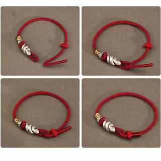 Buddha Gift Red String 999 Sterling Silver Peace Buckle Coin Year of the Snake Strength Bracelet