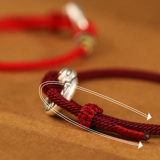 Buddha Gift Red String 999 Sterling Silver Peace Buckle Coin Year of the Snake Strength Bracelet