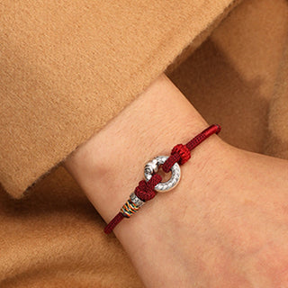 Buddha Gift Red String 999 Sterling Silver Peace Buckle Coin Year of the Snake Strength Bracelet