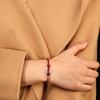 Buddha Gift Red String 999 Sterling Silver Peace Buckle Coin Year of the Snake Strength Bracelet