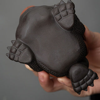 Buddha Gift Feng Shui Frog Toad Copper Coins Ceramic Purple Clay Wealth Home Tea Pet Figurine Decoration