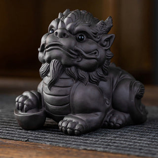 Buddha Gift PiXiu Ingot Ball Purple Clay Ceramic Tea Pet Wealth Home Figurine Decoration