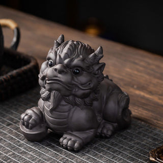 Buddha Gift PiXiu Ingot Ball Purple Clay Ceramic Tea Pet Wealth Home Figurine Decoration