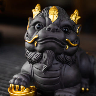 Buddha Gift PiXiu Ingot Ball Purple Clay Ceramic Tea Pet Wealth Home Figurine Decoration