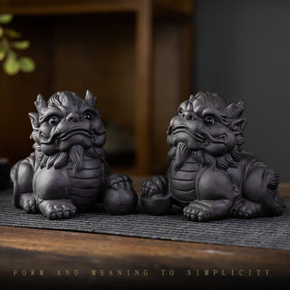 Buddha Gift PiXiu Ingot Ball Purple Clay Ceramic Tea Pet Wealth Home Figurine Decoration