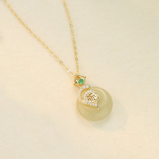 Buddha Gift 925 Sterling Silver Fu Character Hetian Jade Peace Buckle Year Of The Snake Luck Necklace Pendant