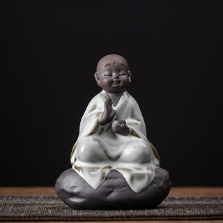 Buddha Gift Little Zen Monk Hat Strainer Ceramic Tea Accessories Figurine Home Decoration