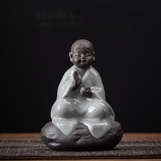 Buddha Gift Little Zen Monk Hat Strainer Ceramic Tea Accessories Figurine Home Decoration