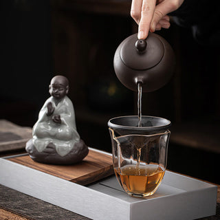 Buddha Gift Little Zen Monk Hat Strainer Ceramic Tea Accessories Figurine Home Decoration