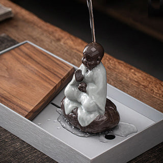 Buddha Gift Little Zen Monk Hat Strainer Ceramic Tea Accessories Figurine Home Decoration