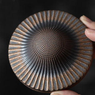 Buddha Gift Little Brown Monk Hat Strainer Ceramic Tea Accessories Figurine Zen Home Desk Decoration