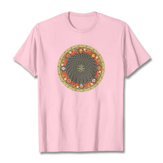 Buddha Gift Circular Om Mani Padme Hum Eight Auspicious Symbols Cotton Tee T-shirt
