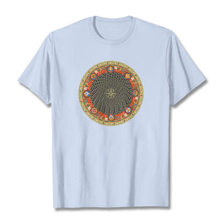 Buddha Gift Circular Om Mani Padme Hum Eight Auspicious Symbols Cotton Tee T-shirt