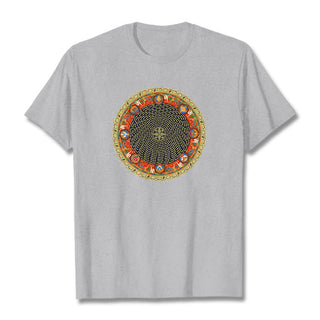 Buddha Gift Circular Om Mani Padme Hum Eight Auspicious Symbols Cotton Tee T-shirt