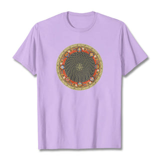 Buddha Gift Circular Om Mani Padme Hum Eight Auspicious Symbols Cotton Tee T-shirt