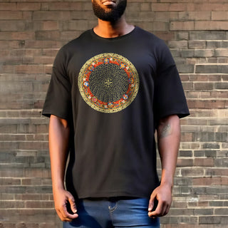 Buddha Gift Circular Om Mani Padme Hum Eight Auspicious Symbols Cotton Tee T-shirt