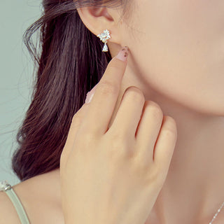 Buddha Gift Hetian Jade 925 Sterling Silver Cubic Zirconia Pearl Abundance Earrings