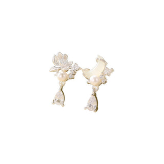 Buddha Gift Hetian Jade 925 Sterling Silver Cubic Zirconia Pearl Abundance Earrings