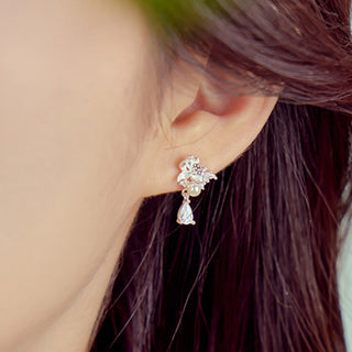 Buddha Gift Hetian Jade 925 Sterling Silver Cubic Zirconia Pearl Abundance Earrings