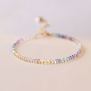 Buddha Gift 2.5mm Fluorite Ultra-thin Beads 14k Gold Plated Copper Heart Power Bracelet