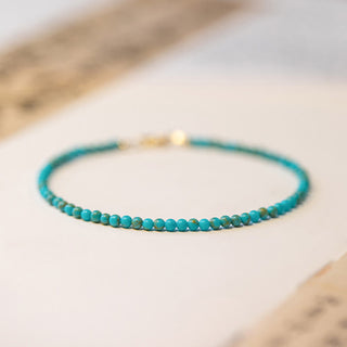 Buddha Gift 2mm Turquoise Ultra-thin Beads 14k Gold Plated Copper Wisdom Bracelet
