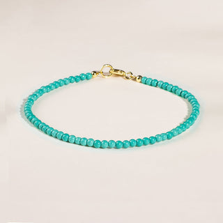 Buddha Gift 2mm Turquoise Ultra-thin Beads 14k Gold Plated Copper Wisdom Bracelet