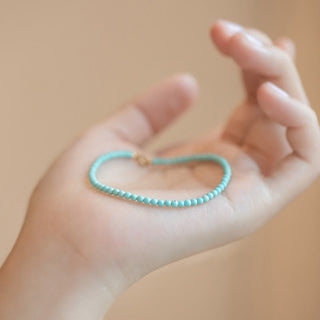 Buddha Gift 2mm Turquoise Ultra-thin Beads 14k Gold Plated Copper Wisdom Bracelet