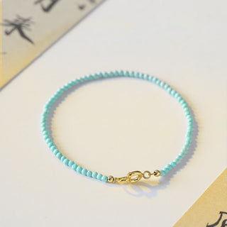 Buddha Gift 2mm Turquoise Ultra-thin Beads 14k Gold Plated Copper Wisdom Bracelet