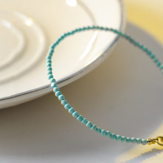 Buddha Gift 2mm Turquoise Ultra-thin Beads 14k Gold Plated Copper Wisdom Bracelet