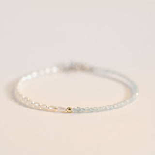 Buddha Gift 2mm Turquoise Pearl Ultra-thin Beads 14k Gold Plated Copper Wisdom Bracelet