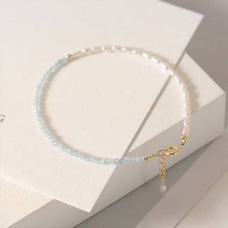 Buddha Gift 2mm Turquoise Pearl Ultra-thin Beads 14k Gold Plated Copper Wisdom Bracelet