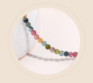 Buddha Gift 2mm Multicolor Tourmaline Ultra-thin Beads 14k Gold Plated Copper Wisdom Bracelet