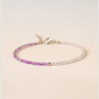 Buddha Gift 2.5mm Natural Amethyst Ultra-thin Beads 14k Gold Plated Copper Inner Peace Bracelet