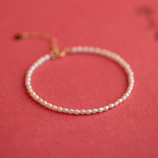 Buddha Gift 2mm Natural Pearl Ultra-thin Beads 14k Gold Plated Copper Wisdom Bracelet