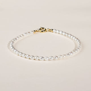 Buddha Gift 2mm Natural Pearl Ultra-thin Beads 14k Gold Plated Copper Wisdom Bracelet