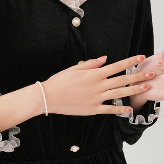 Buddha Gift 2mm Natural Pearl Ultra-thin Beads 14k Gold Plated Copper Wisdom Bracelet