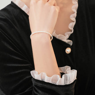 Buddha Gift 2mm Natural Pearl Ultra-thin Beads 14k Gold Plated Copper Wisdom Bracelet