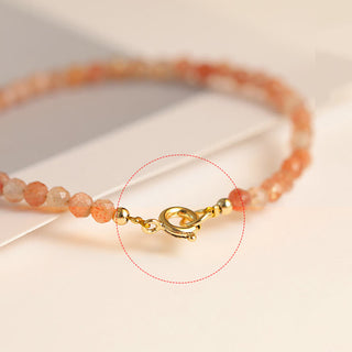 Buddha Gift 3mm Sun Stone Ultra-thin Beads 14k Gold Plated Copper Wealth Bracelet