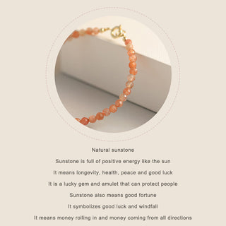 Buddha Gift 3mm Sun Stone Ultra-thin Beads 14k Gold Plated Copper Wealth Bracelet