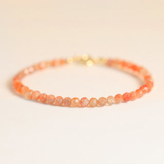 Buddha Gift 3mm Sun Stone Ultra-thin Beads 14k Gold Plated Copper Wealth Bracelet