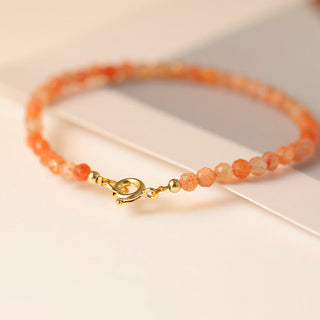 Buddha Gift 3mm Sun Stone Ultra-thin Beads 14k Gold Plated Copper Wealth Bracelet